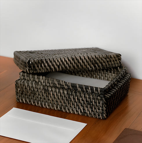 Small wicker basket with lid with 5 available colours - Coastal Villa Homeware